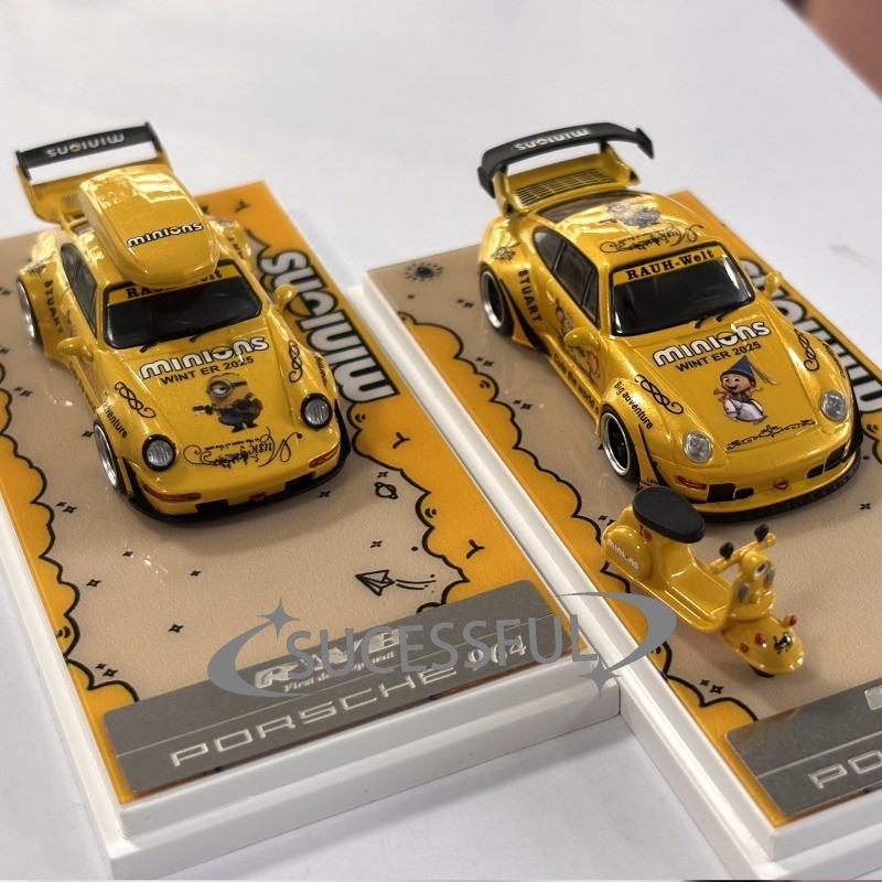 2 Pack RWB Widebody 964 & 993 Minion Design 1/64 Diecast Car Collection