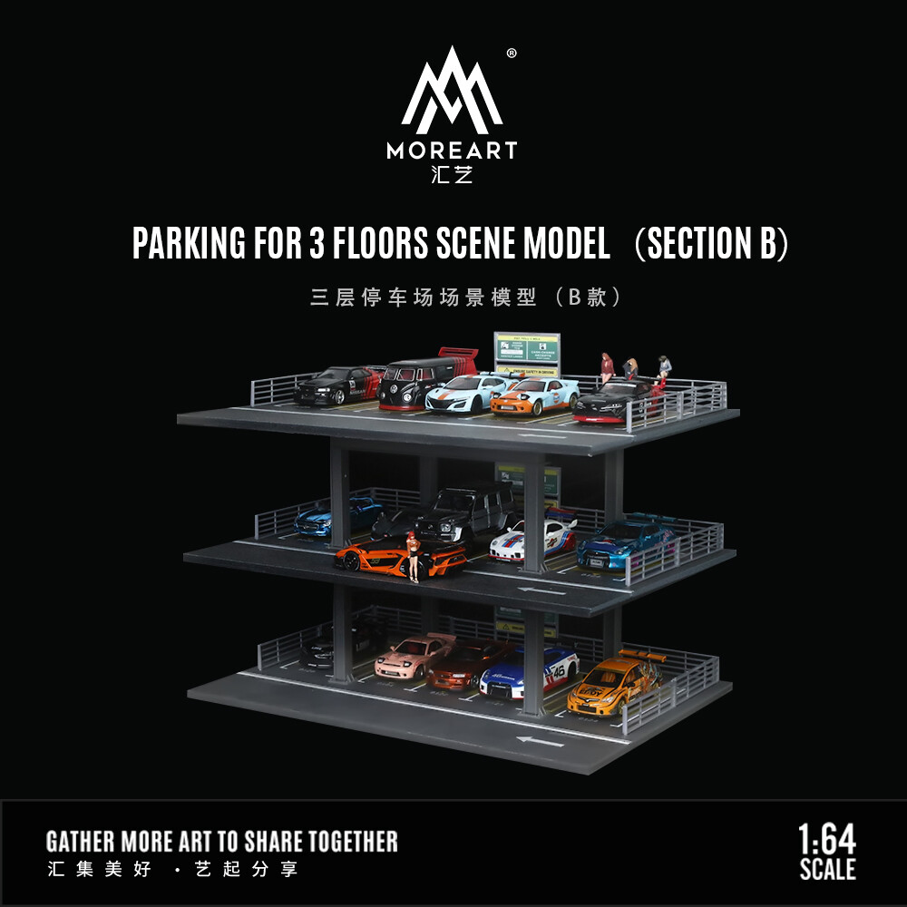 1/64 Diorama Car Garage Model City Street Parking Lot Scene Display Case Toy US