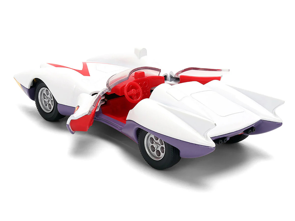 Mach 5 White with Red Stripes and Interior “Speed Racer” (1967) TV Series “Anim