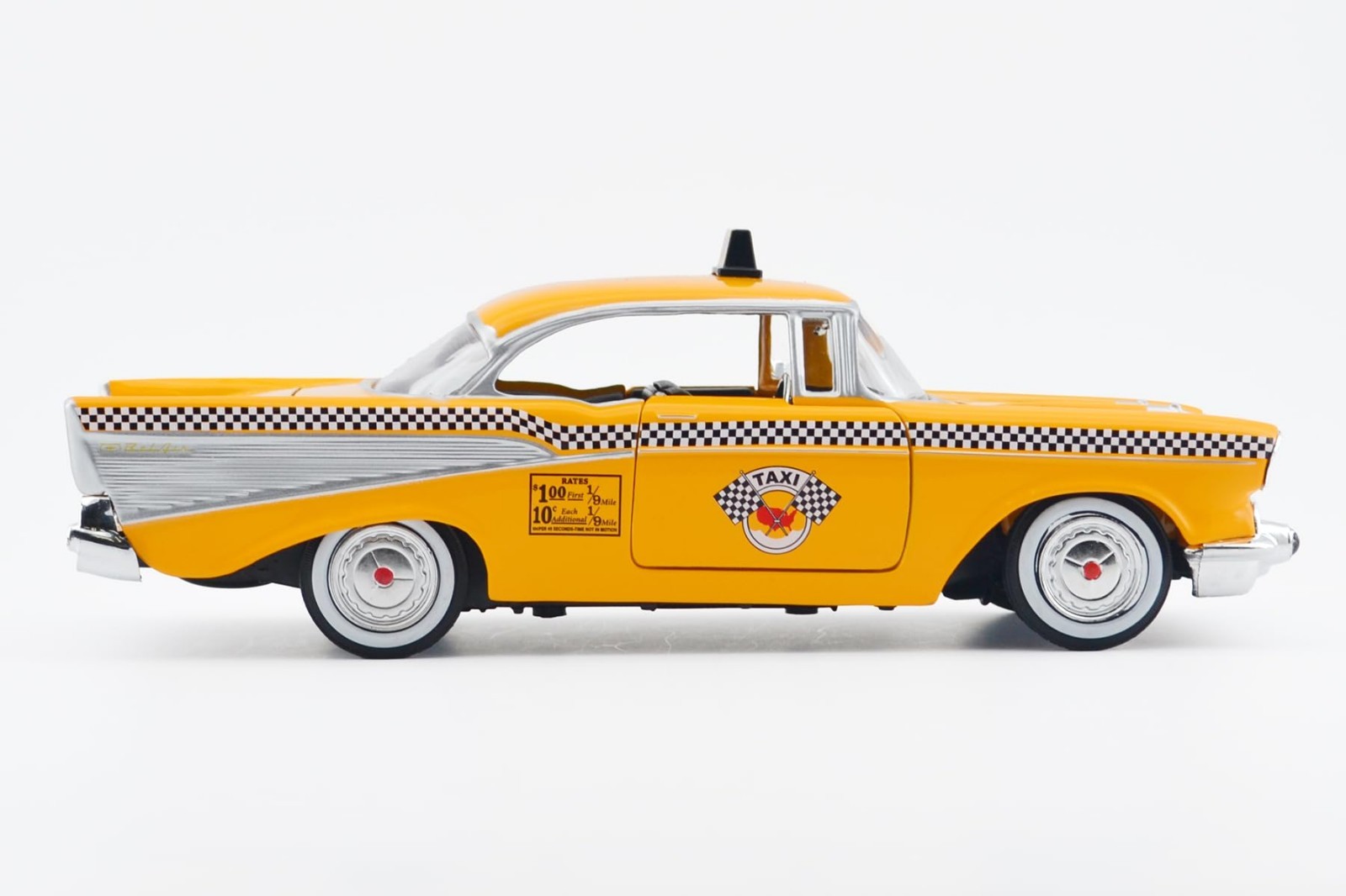 1957 Chevy Bel Air Taxi Diecast Model 1:24 Scale Classic Collectible Car Vehicle