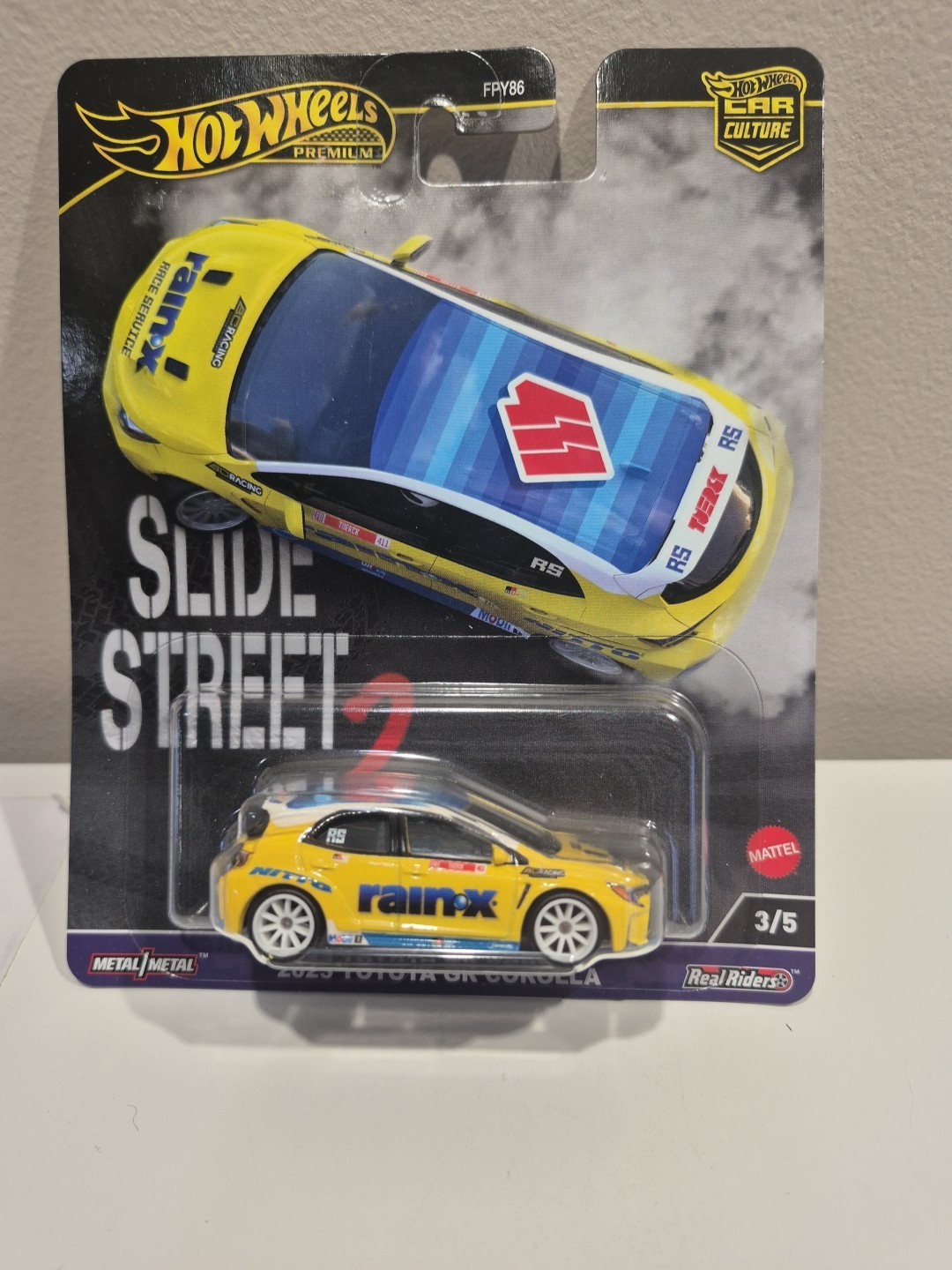 Hot Wheels Premium 2023 Toyota GR Corolla Slide Street 2 Car Culture Rain-X H9