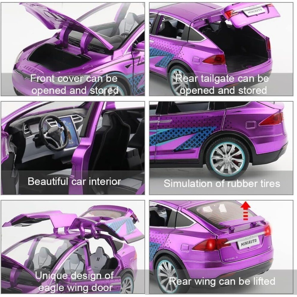 1:24 Tesla Model X Car Alloy Diecast Model Car Toy Vehicle Toys for Xmas Gift US