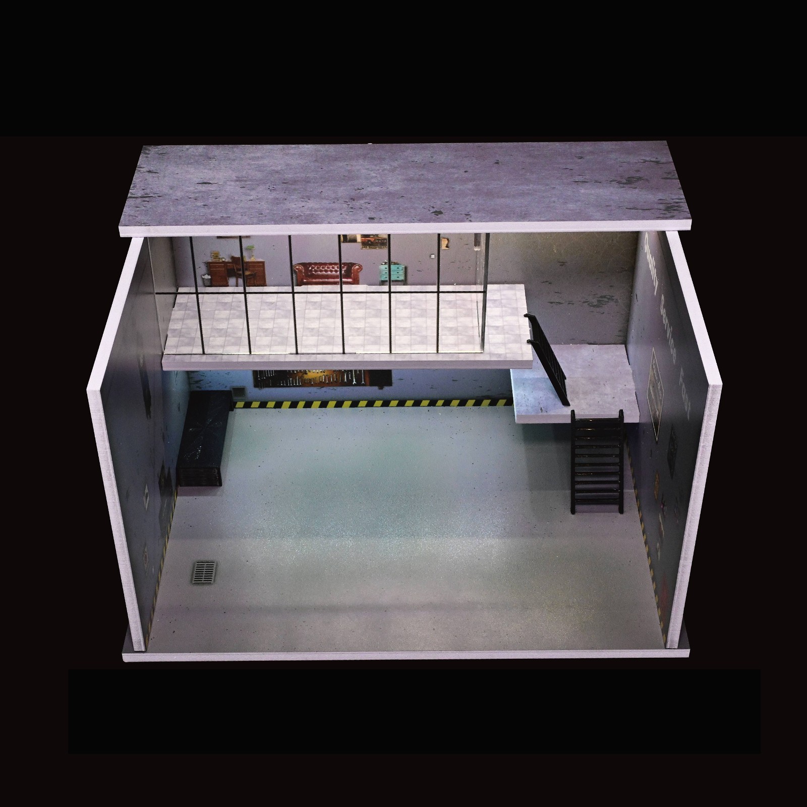 Diorama 1/64 Diecast Car Garage Model LED Lighting Parking Lot Display Case US