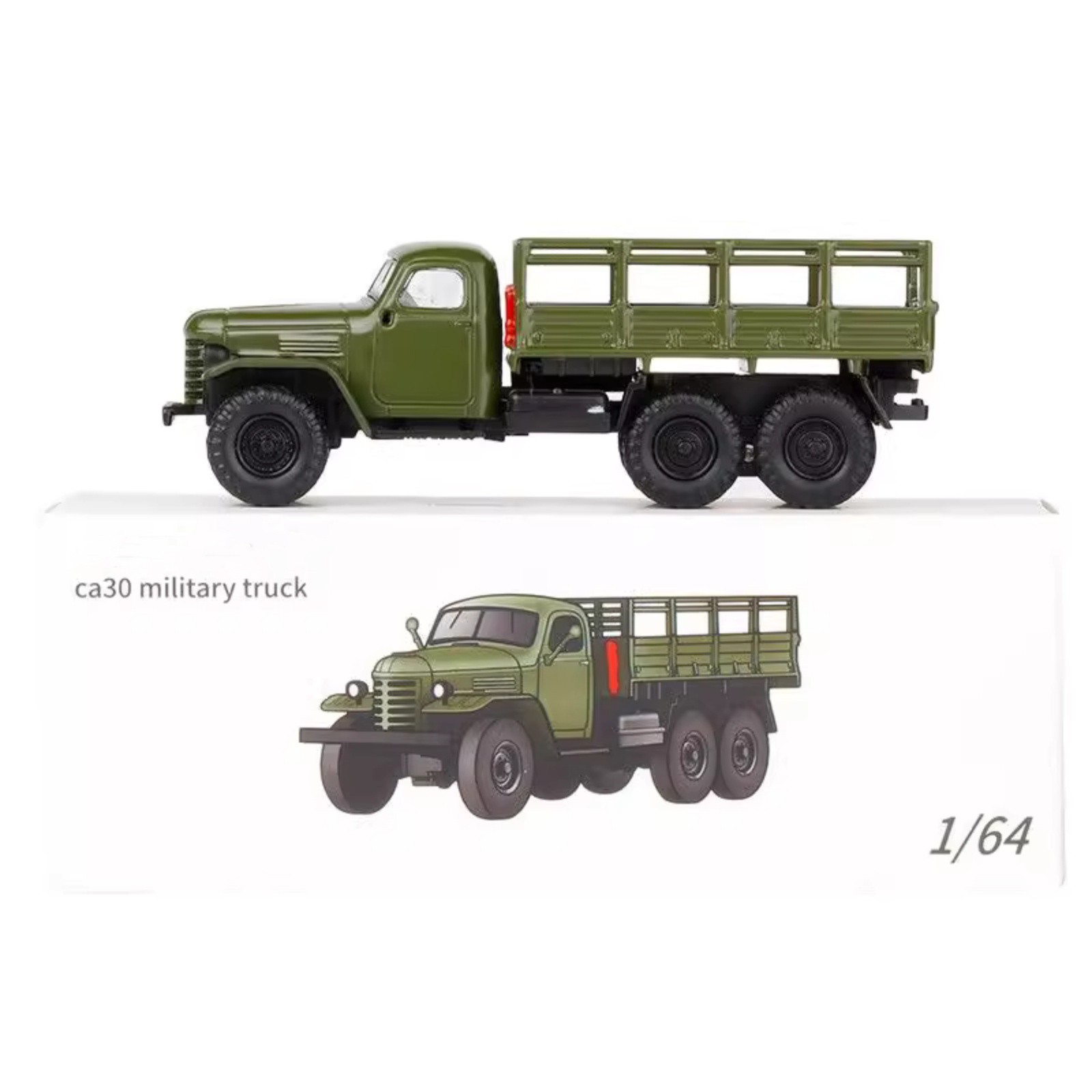 1/64 Scale Diecast Alloy China Jiefang Military Army CA30 Truck Model Toy Gift