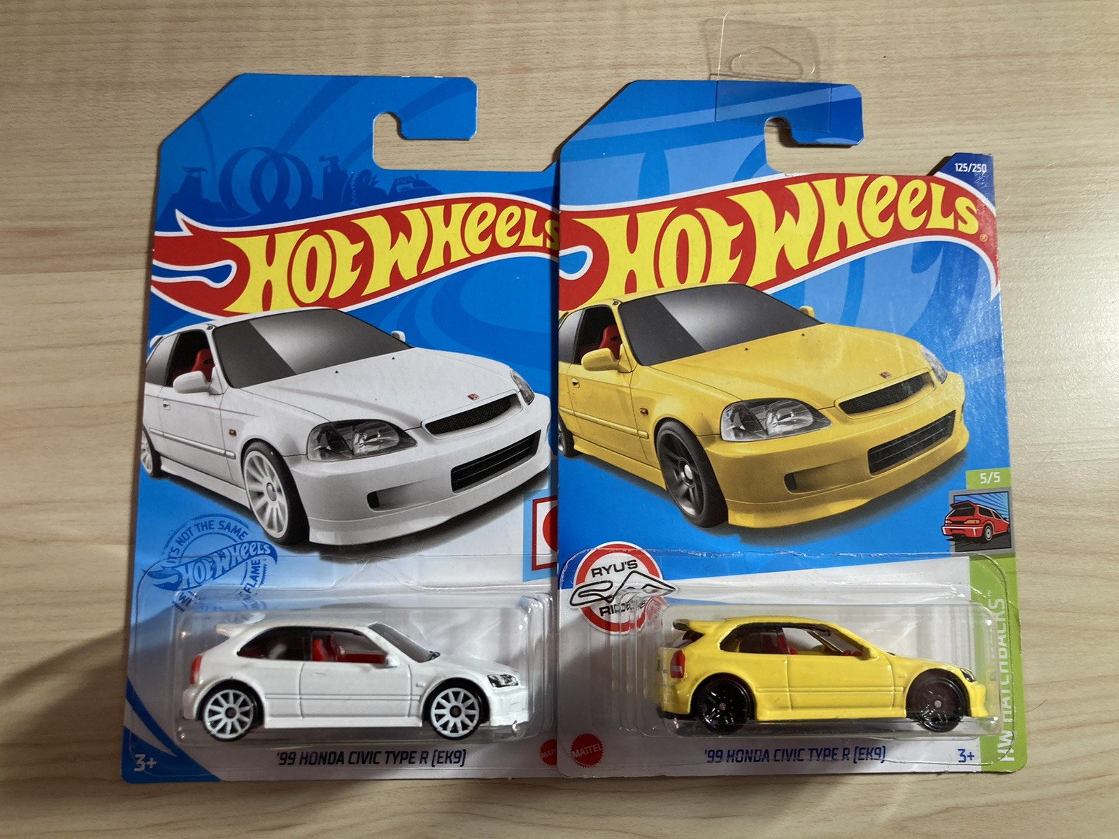 Hot wheels x 2 ’99 Honda Civic Type R EK9 new on long cards from 2020/21