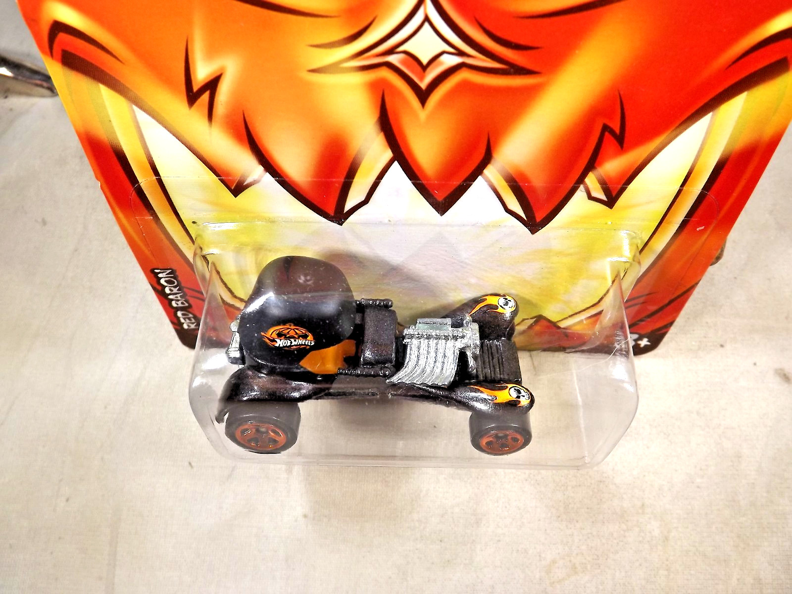 2010 Hot Wheels Halloween Fright Cars RED BARON Black w/Copper 5 Spoke Wheels