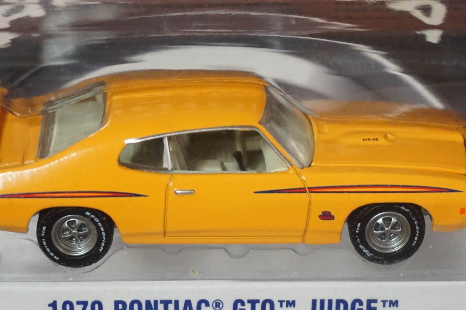 1/64 Greenlight 1970 Pontiac GTO Judge Orange Car BF Goodrich Ad Hobby Exclusive