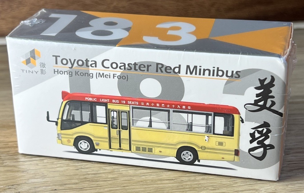 Tiny City 1/76 No.183 Toyota Coaster Red Minibus Hong Kong Diecast Model Car NEW