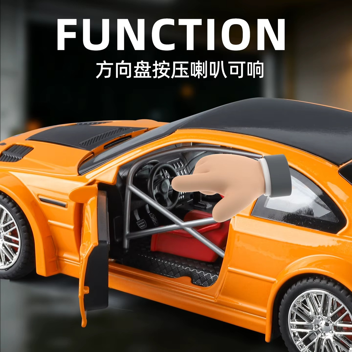 1:24 BMW M3 GTR E46 Muscle Model Car Sound Light Collectible gift