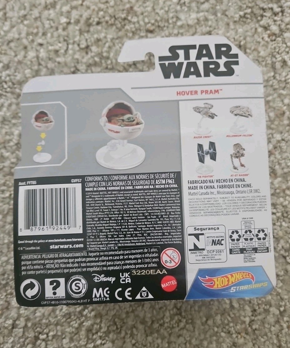 Star Wars Toys Hot Wheels Mandalorian The Child. Hover Pram. New
