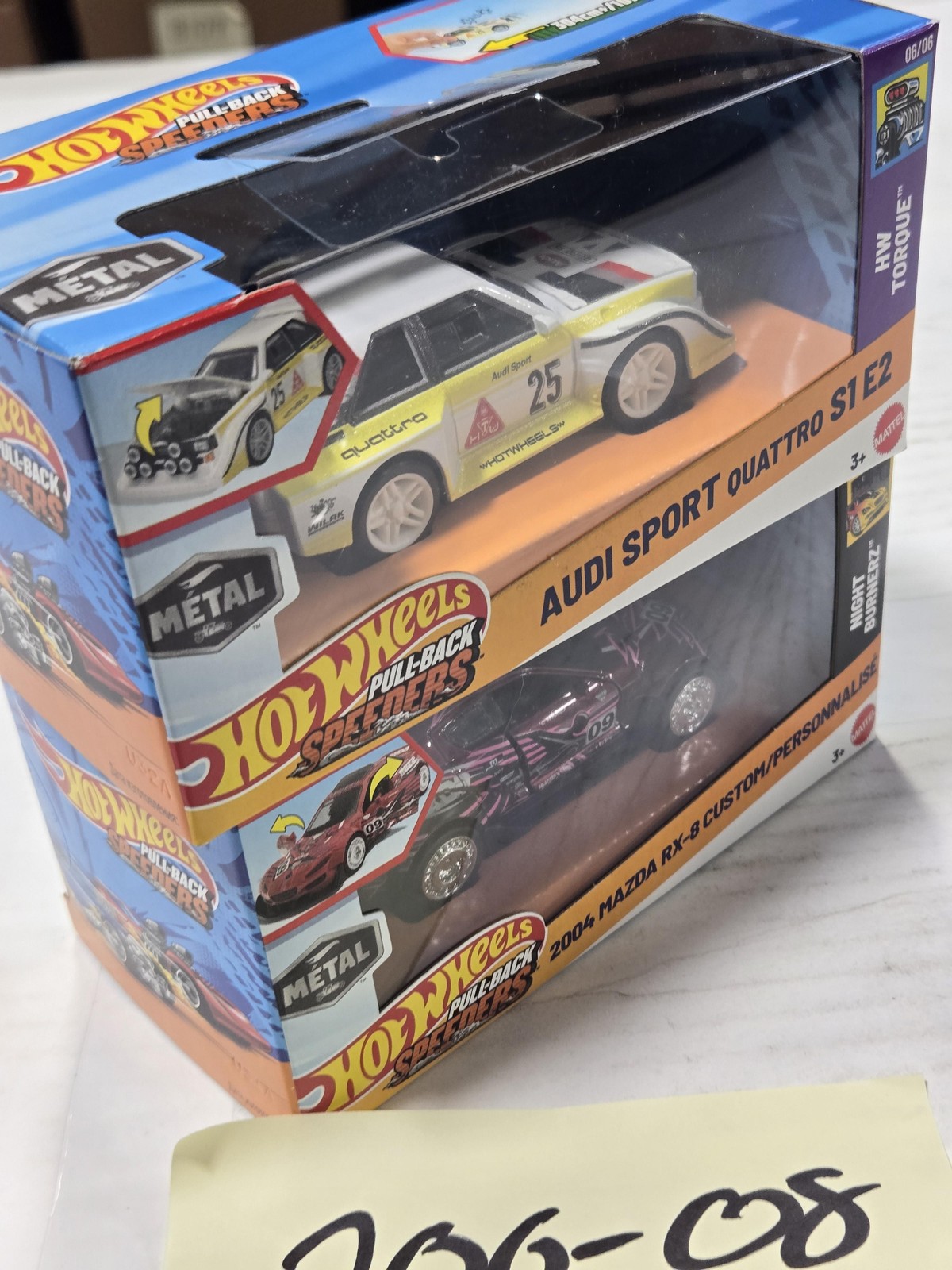 Hot Wheels Pull-Back Speeders Audi Sport Quattro Mazda RX-8 Metal Car Set 3+ New
