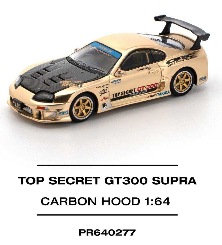 Pop Race Toyota Top Secret GT300 Supra – Carbon Hood 1:64 Diecast Car PR640277