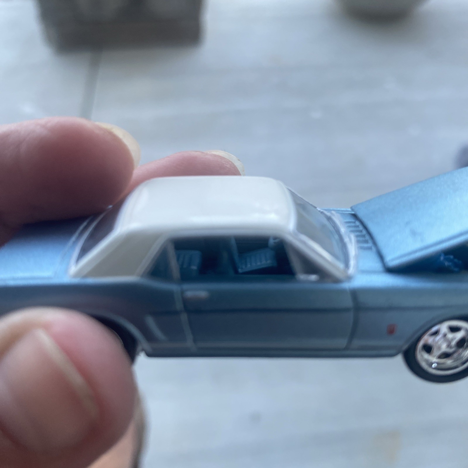 Matchbox Muscle Car-Light Blue With White Top Ford Mustang.