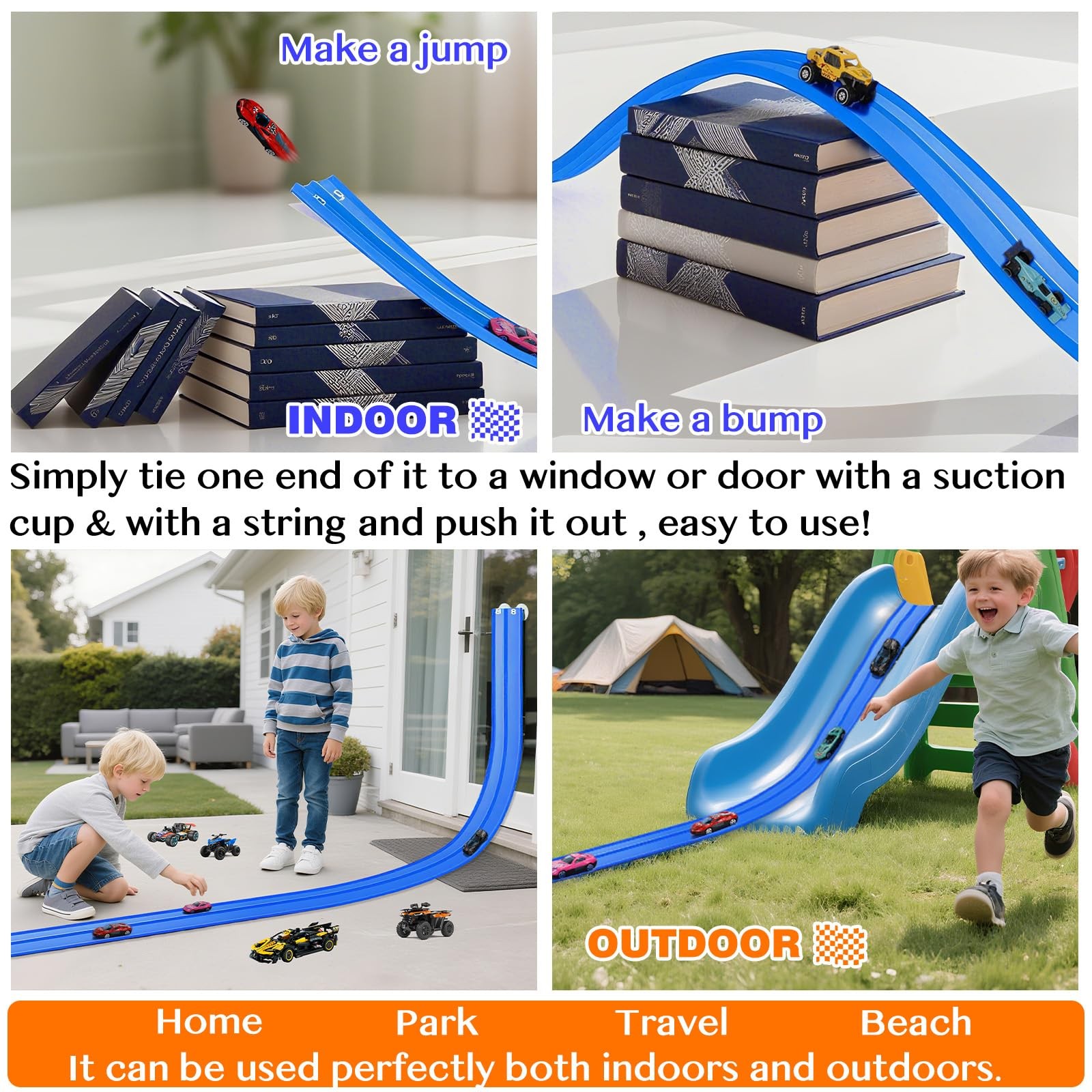 Flexible Car Track for : 15 Ft of Portable Roll-Up DIY Flexible Race Track wi…