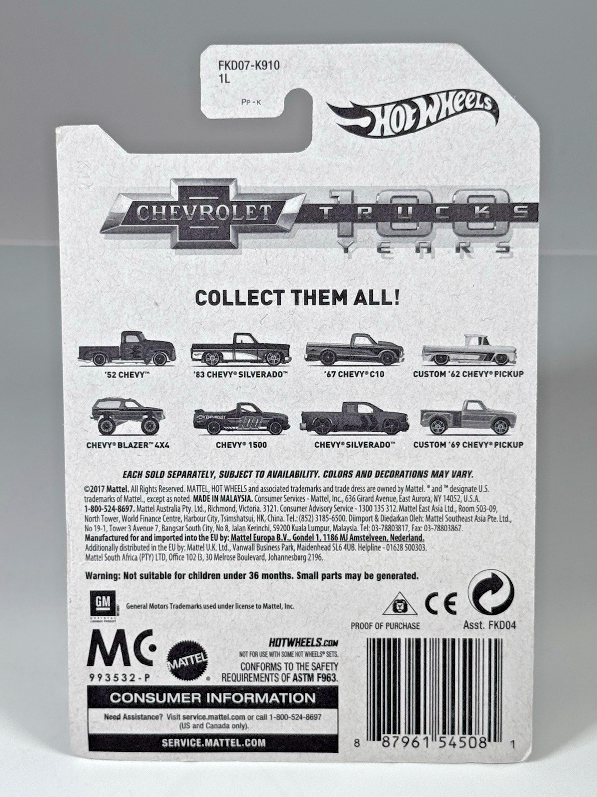 Hot Wheels ‘67 Chevy C10 Chevrolet Trucks 100 Years 3/8 Gray Walmart 2018