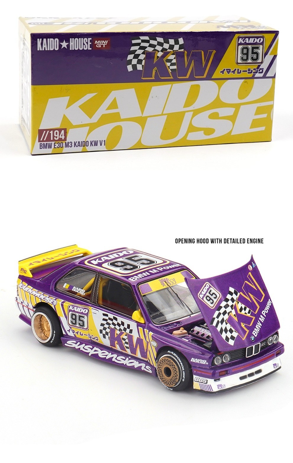 Kaido House x Mini GT BMW E30 M3 Kaido KW V1 Purple 1:64 KHMG194