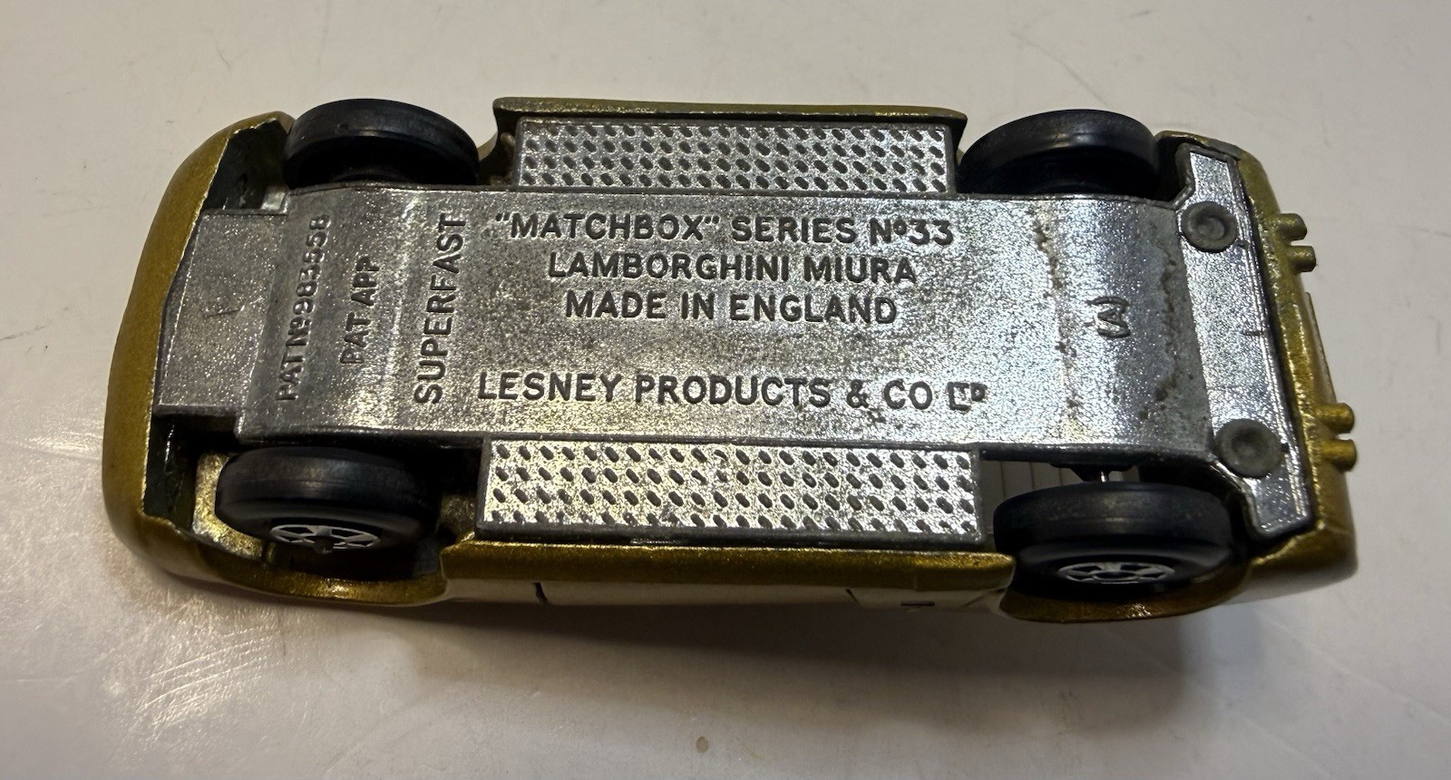 Lesney Matchbox 1970 Superfast No. 33 Lamborghini Miura Diecast Car 1:64 Gold