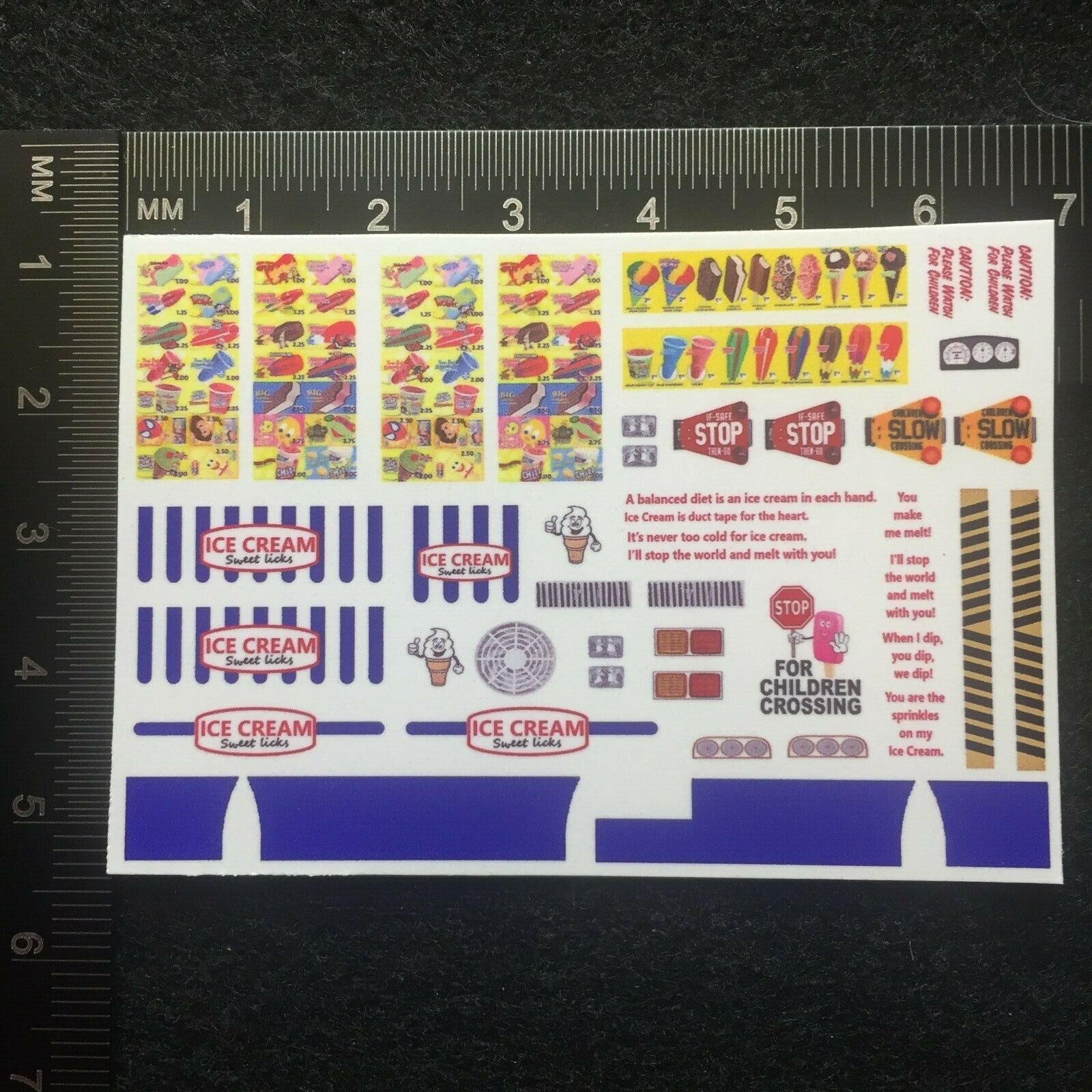 Clear 1:64 Waterslide Decal for Ice Cream Truck Quick Bite Sweet Licks
