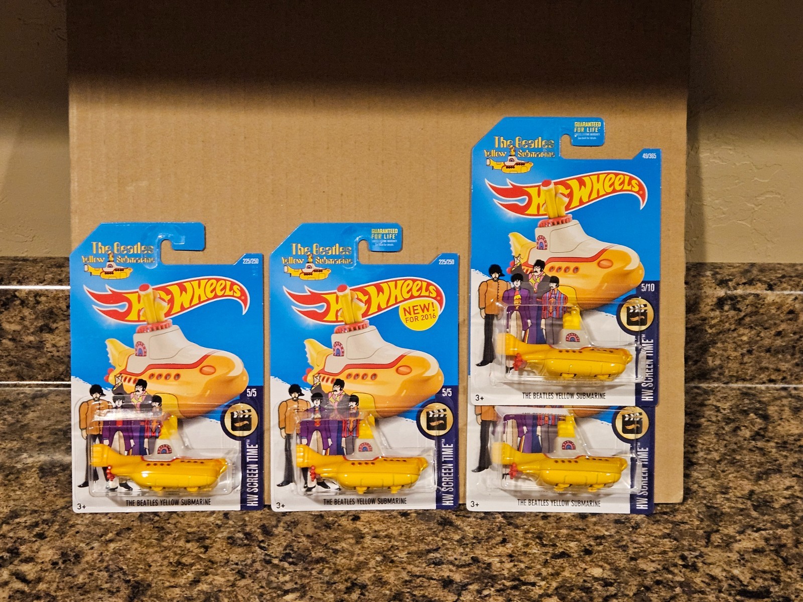 Hot Wheels Lot of 4 The Beatles Yellow Submarine New Models Screen Time