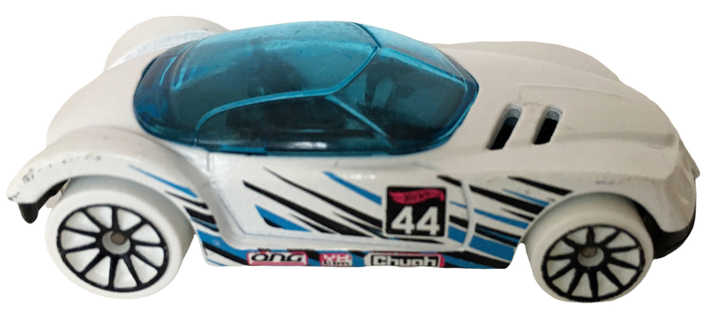 Hot Wheels Golden Arrow Toy Car White with Light Blue and Black Stripes 2016