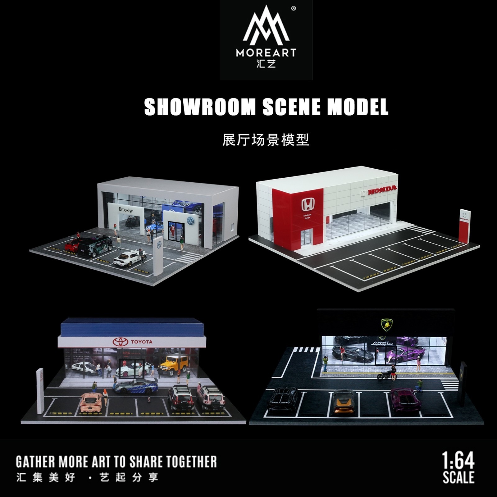 Diorama 1/64 Parking Lot Scene Garage Model LED Light Showroom Scene Display US