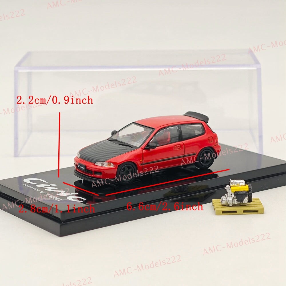 Hobby Japan 1:64 EG6 Diecast Car Models Miniature Collection with Engine Display