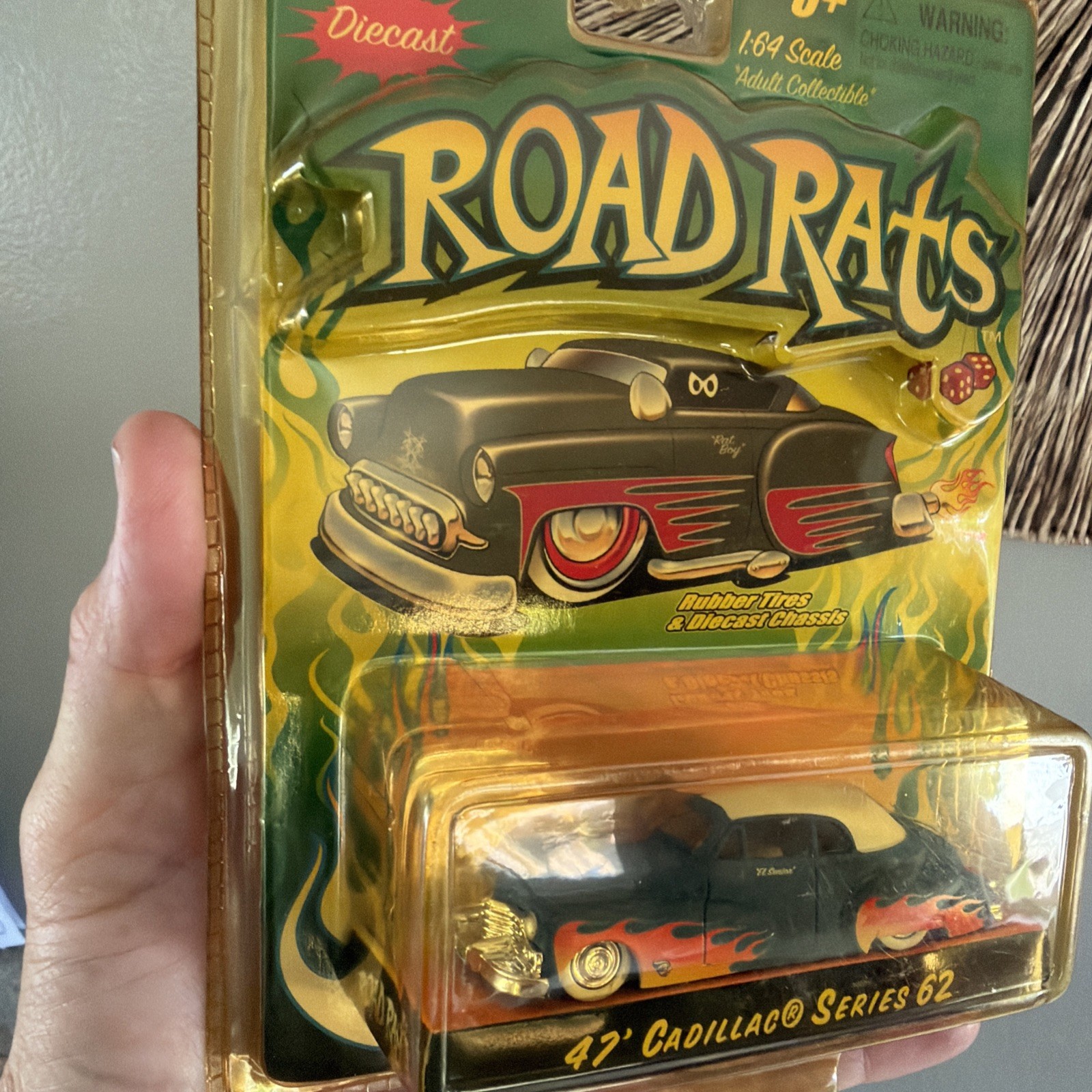 Jada Toys Road Rats 1947 Cadillac Series 62 Blue w/ Flames White Top 1:64 Scale