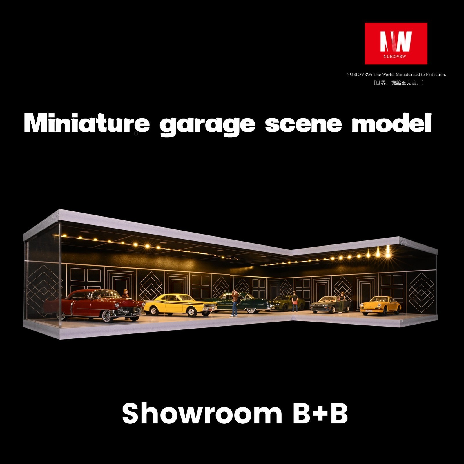 Diorama 1/64 Car Garage Model LED Lighting City Parking Lot Scene Model Gift Toy