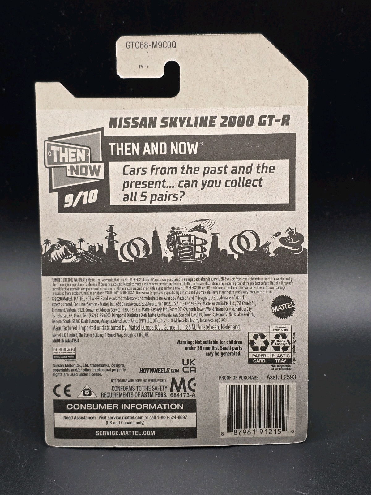 Hot Wheels Then And Now 9/10 Nissan Skyline 2000 GT-R 180/250 Gray