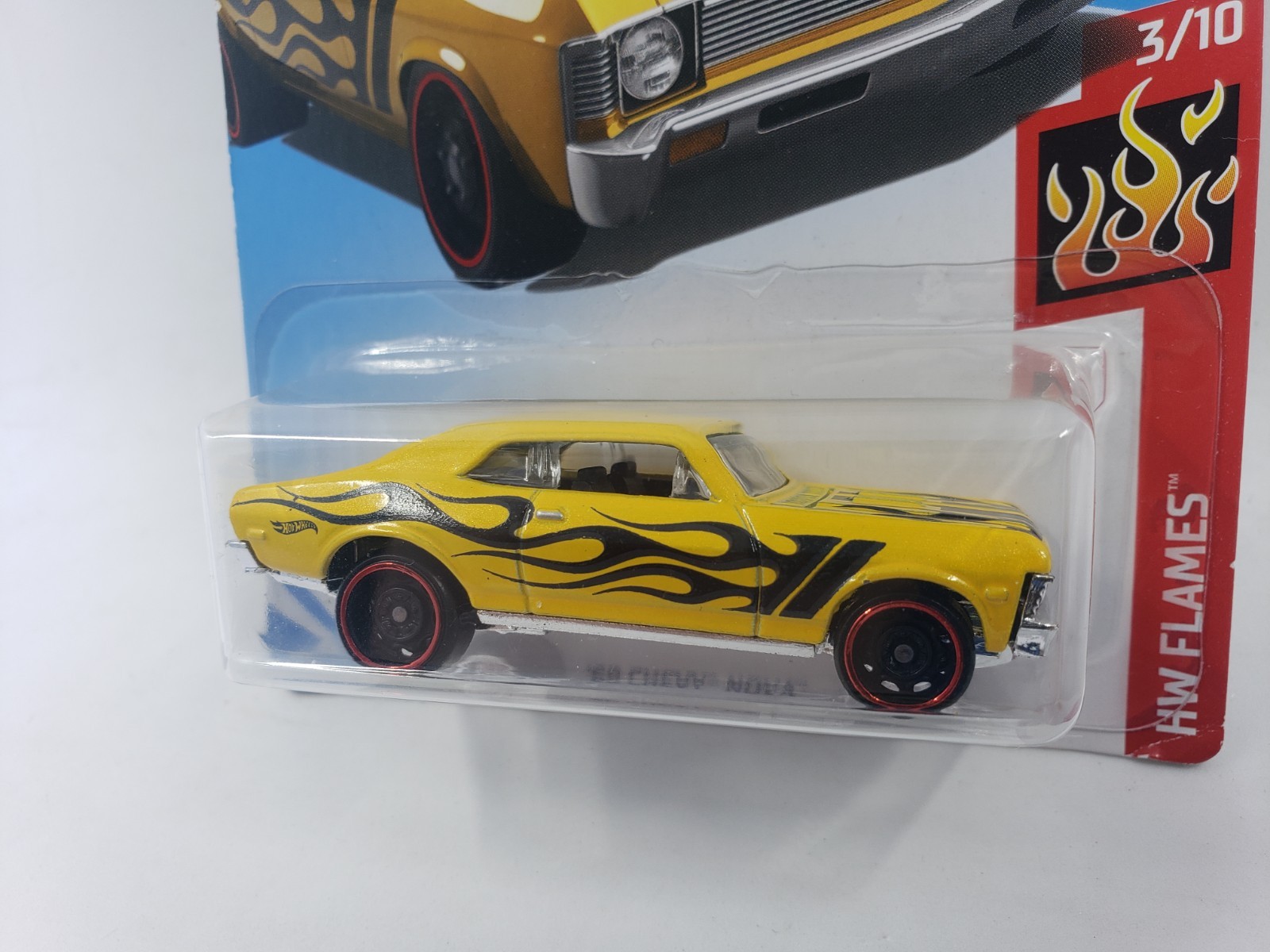 2018 Hot Wheels 68 CHEVY NOVA Yellow ?/365 EXCELLENT CARD Kmart Color