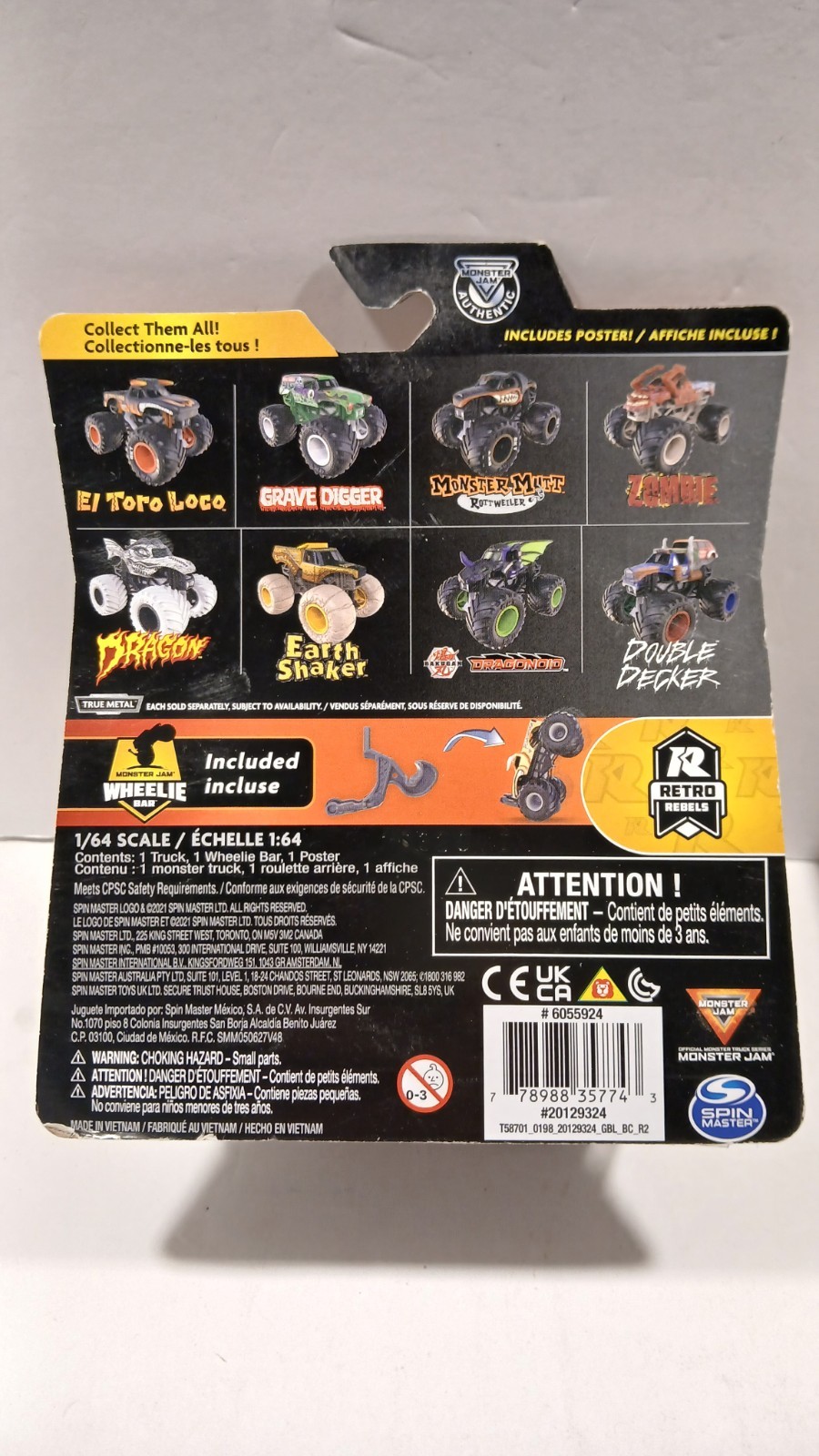 Spin Master Monster Jam BULLDOZER 1:64 Monster Truck W/ Wheelie Bar