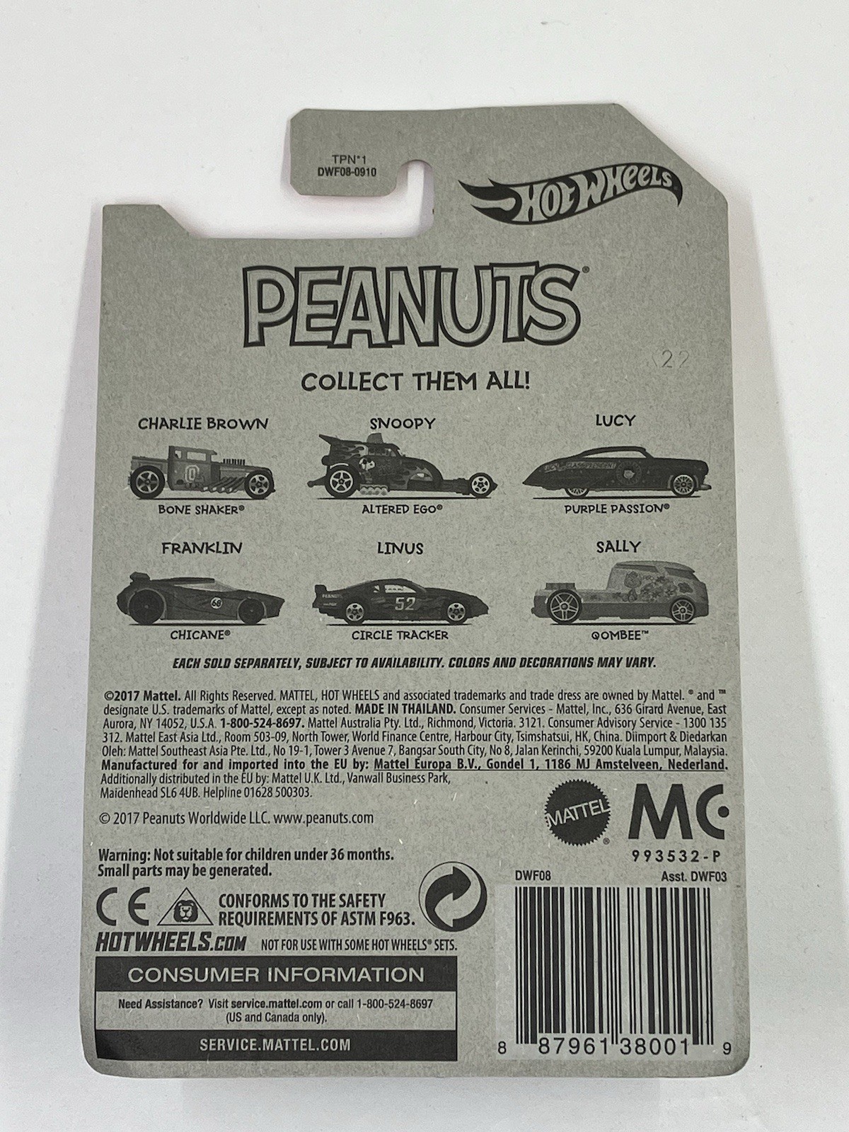 Hot Wheels – Peanuts – Complete Set of 6