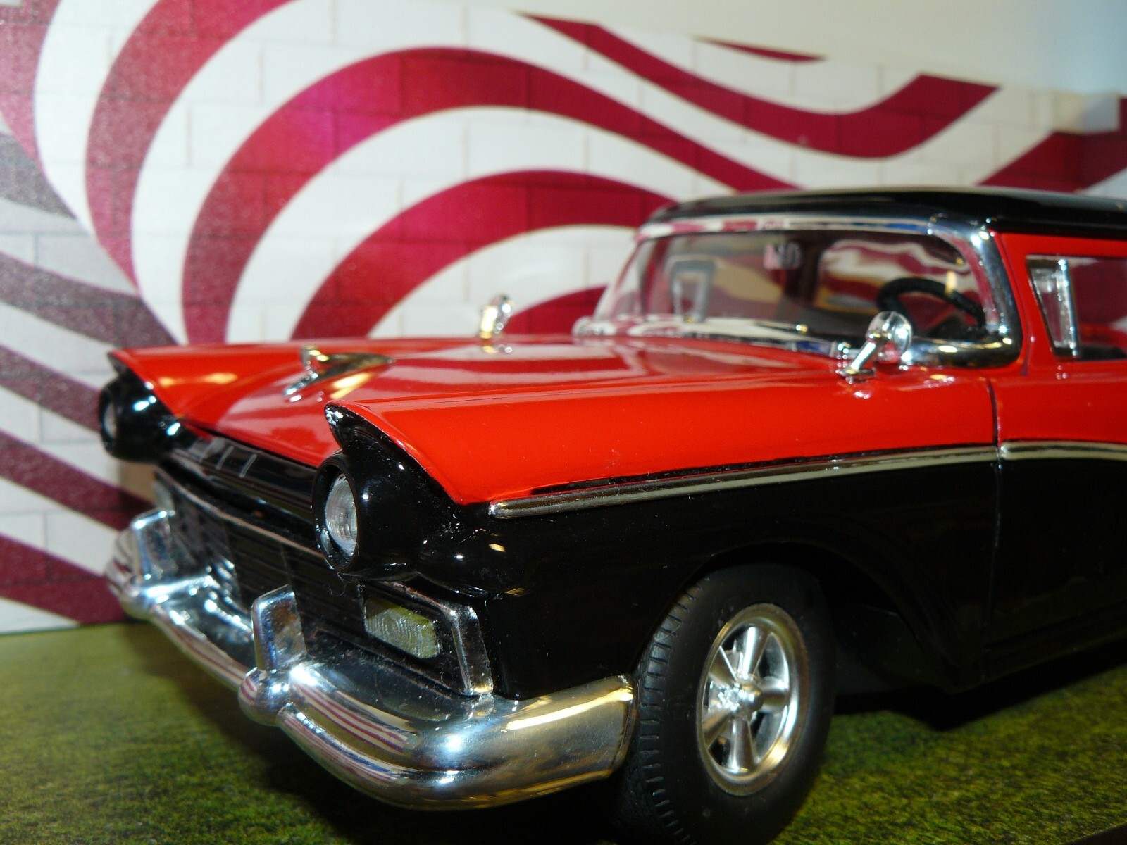 1/18, ( IB ) Custom made 1957 Ford Ranchero , gasser black and red , no box