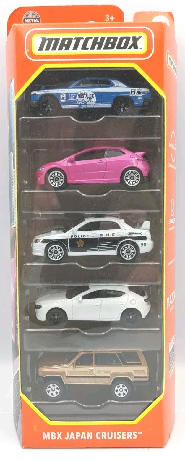 Matchbox 5 Pack MBX JAPAN CRUISER CARS Nissan Skyline Subaru Toyota Mazda Honda