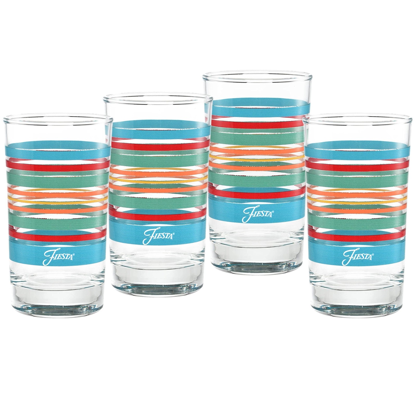Culver Officially Licensed Fiesta Stripes 7-Ounce Juice Glass (Set of 4) (Rai…