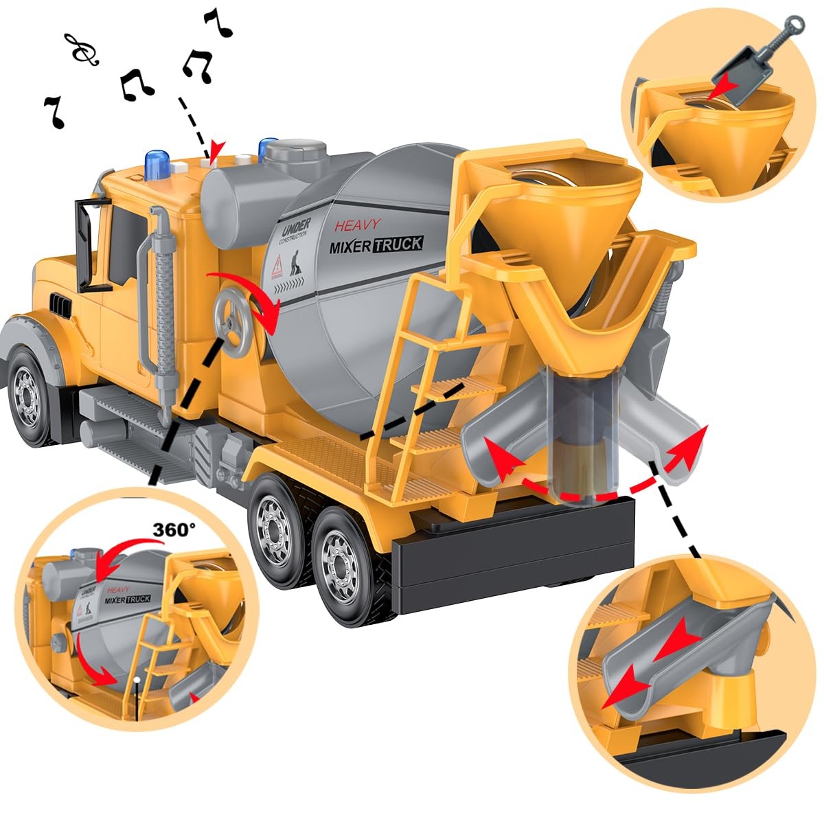 14 Inch Large Mixer Truck with Sounds,Toys for 3 4 5 6 7 8 Years Old Boys,Boy…