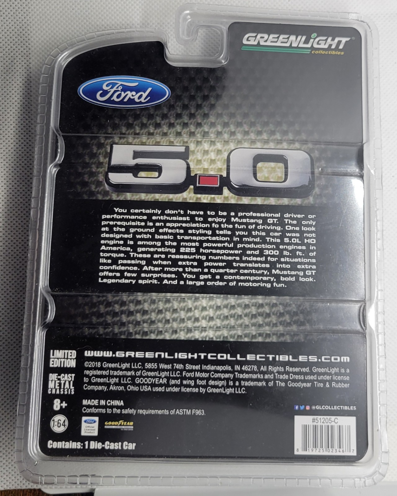 2018 Greenlight 1991 Ford Mustang 5.0 Black/Silver Fox Body