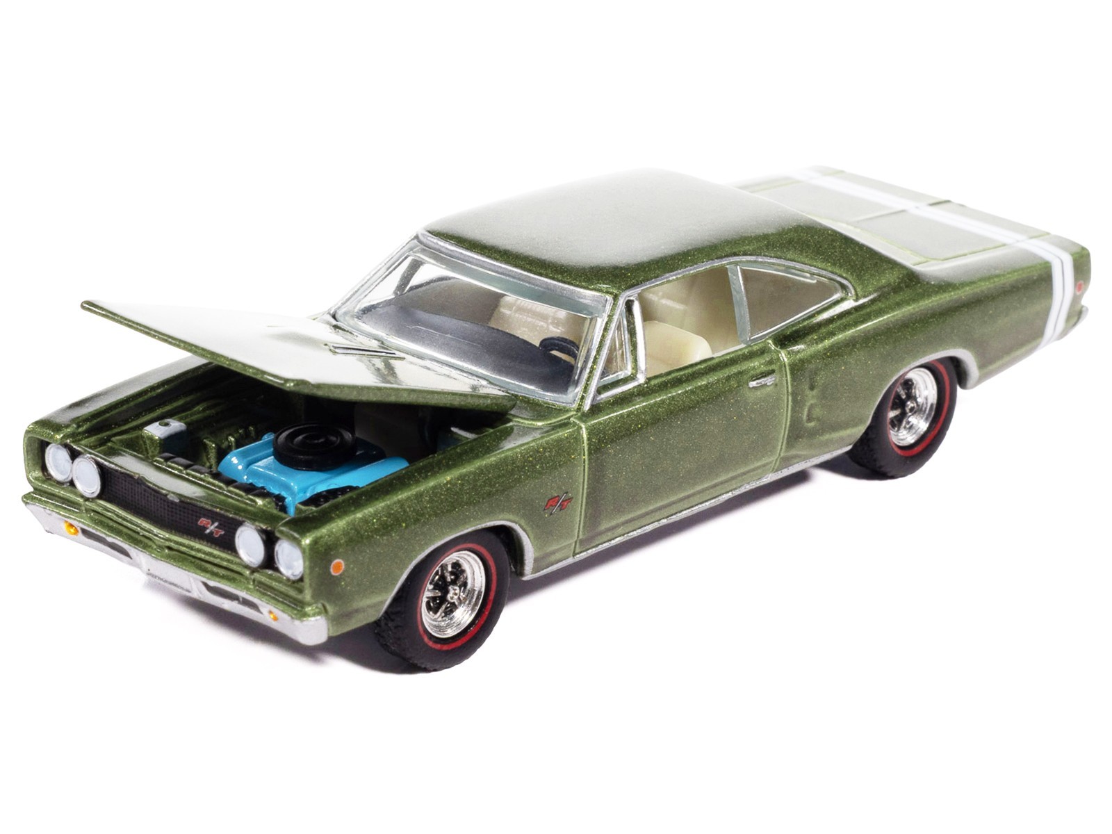 1968 DODGE CORONET R/T MEDIUM GREEN 1/64 DIECAST BY AUTO WORLD 64512-AWSP194 A