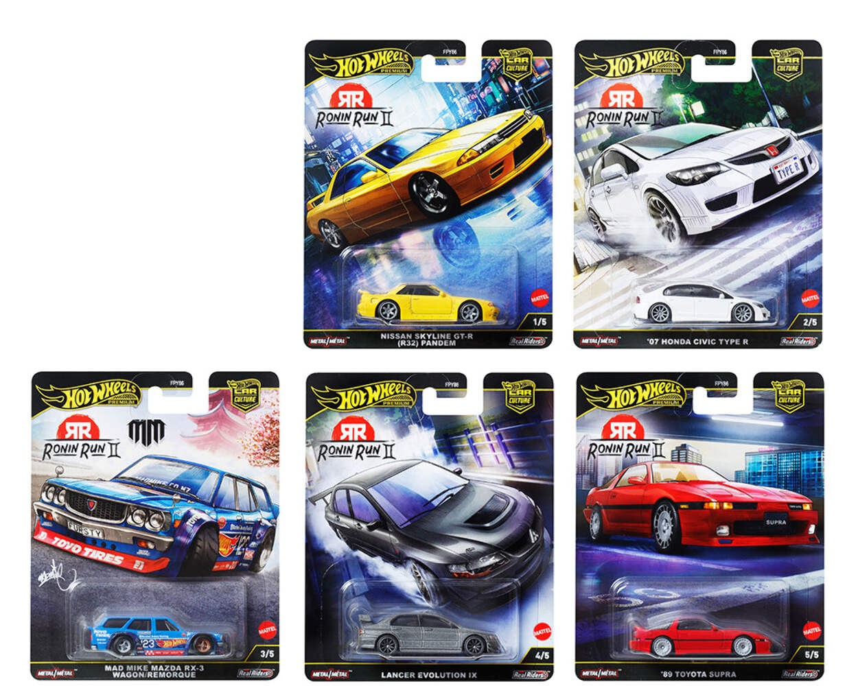 Hot Wheels Car Culture Ronin Run II 1:64 Premium Set | Sealed Case & Chase Varia