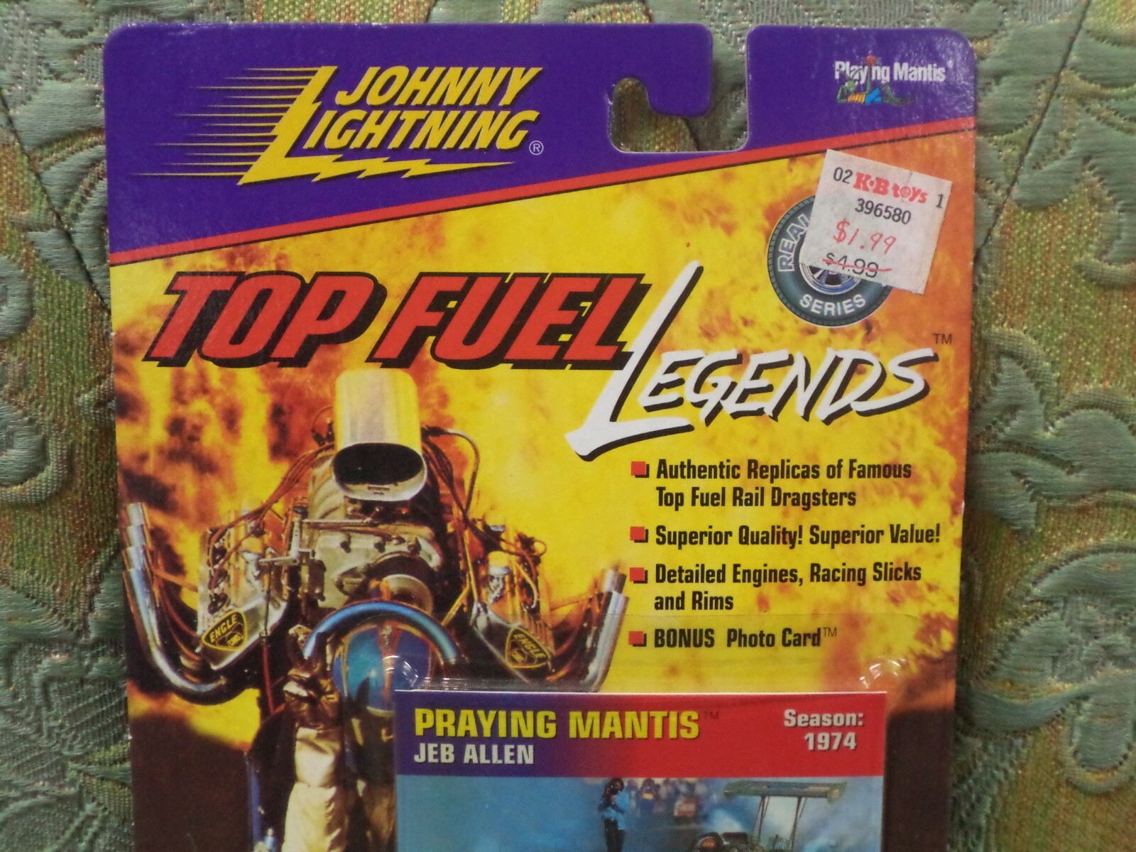 1998 JOHNNY LIGHTNING TOP FUEL LEGENDS PRAYING MANTIS-JEB ALLEN NEW IN PACKAGE