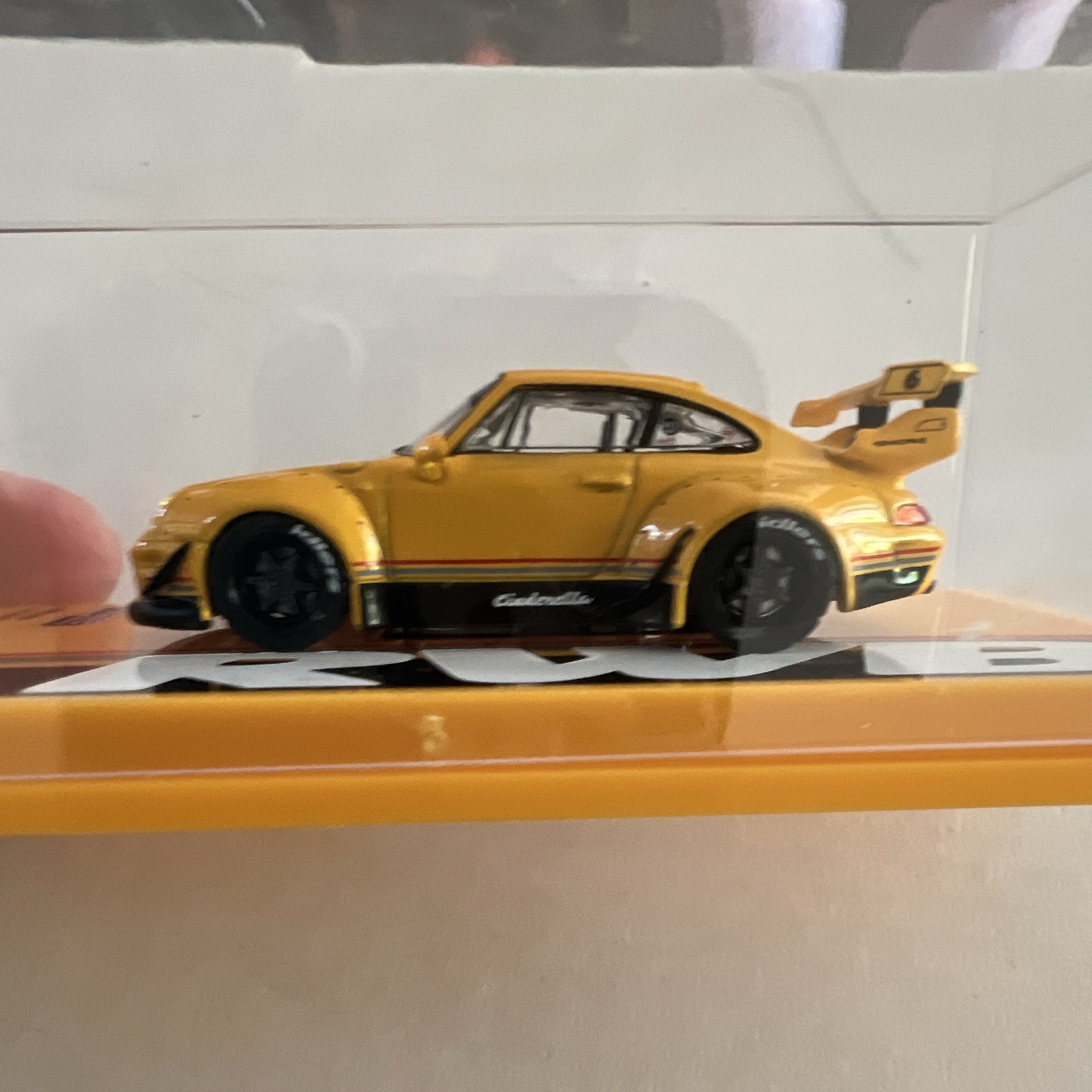Tarmac Works Porsche RWB 993 Cinderella Gold Diecast Car 1:64 w/ Case/Stand