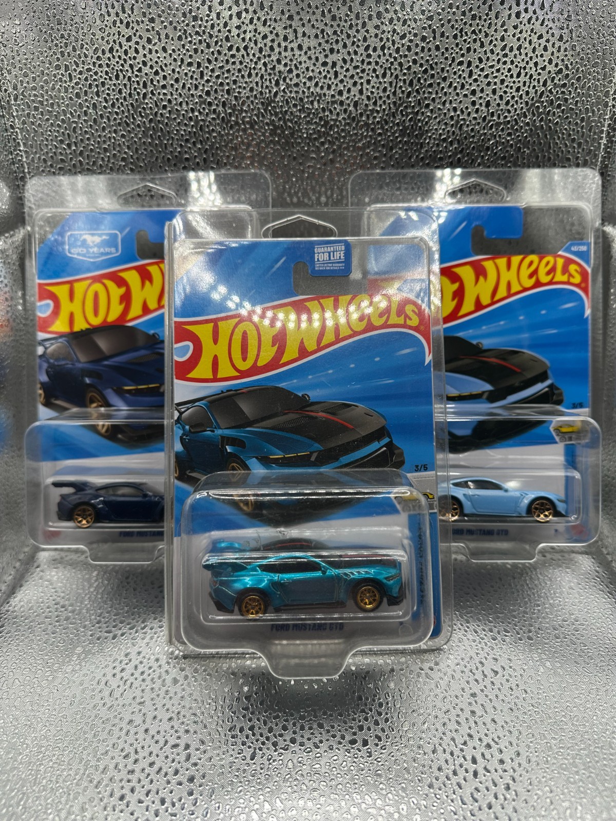 Hot Wheels Ford Mustang GTD Super Treasure Hunt and Normal Cars Lot of 3 w Case