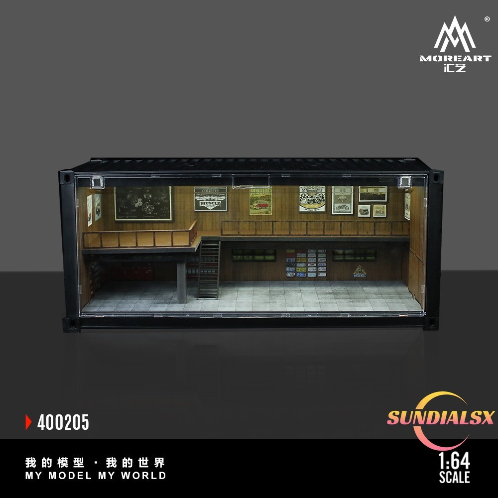 Diorama 1/64 Car Garage Model LED Lights Car Parking Lot Scene Model Display Box