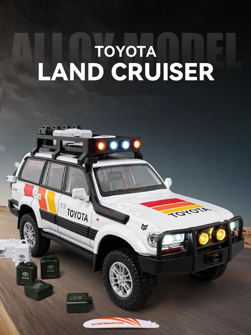1:24 Toyota Land Cruiser LC80 Car Model Alloy Diecast Vehicle Gift Sound Light