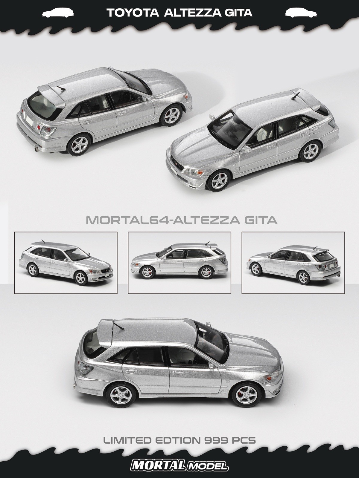 Pre-sale MORTAL 1:64 Toyota Altezza Gita Elixir Modified Silver Collectible Gift