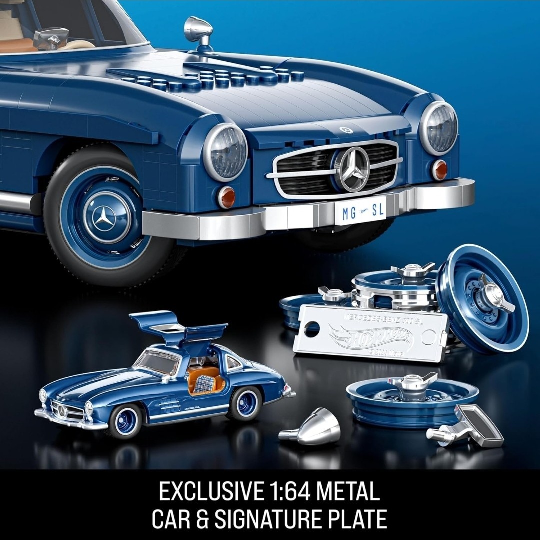 Mattel Brick Shop Hot Wheels Premium Series Building Set, Mercedes-Benz 300 SL