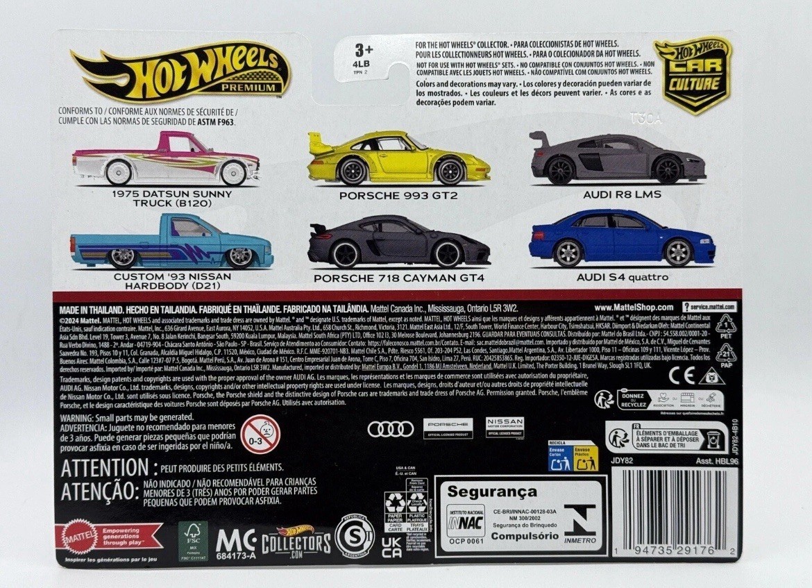 Hot Wheels Audi S4 Quattro & Audi R8 LMS Car Culture Premium 2-Car Set