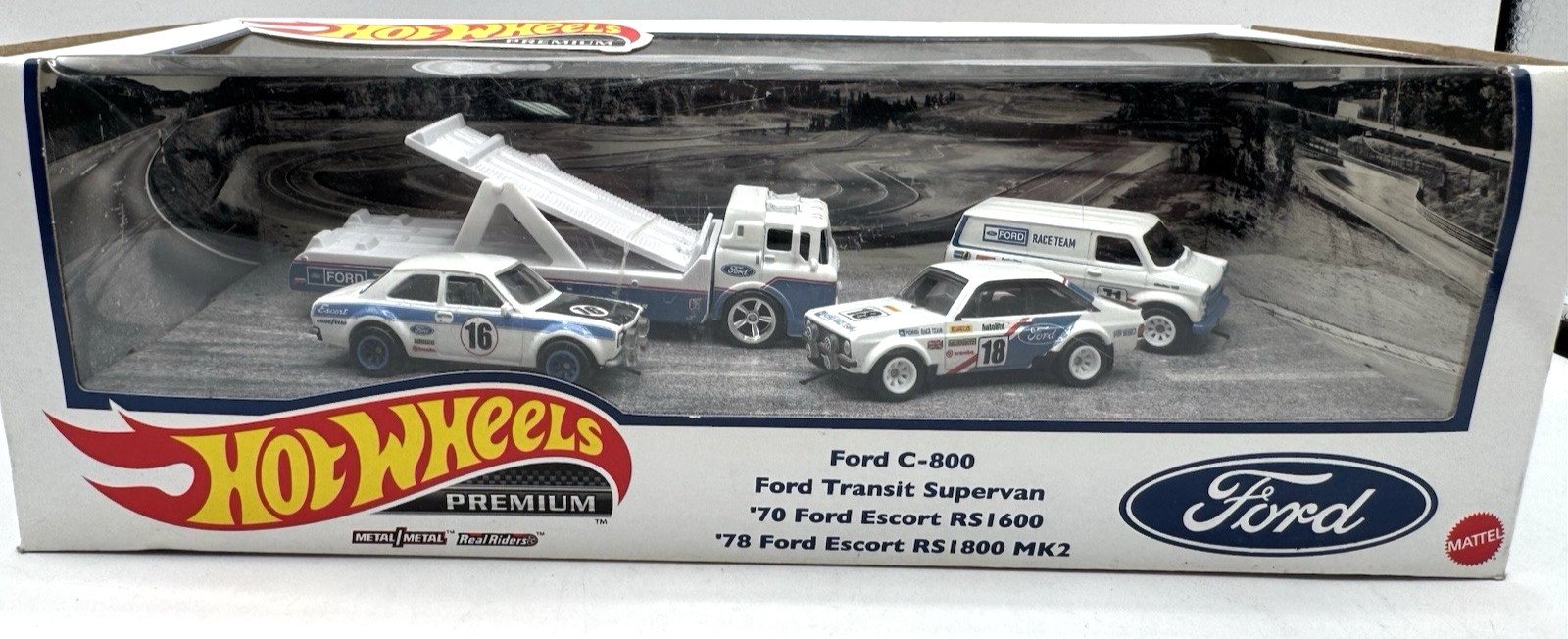 Hot Wheels Premium Ford Race Team C-800, Transit Supervan, ’70 And ’78 Escort