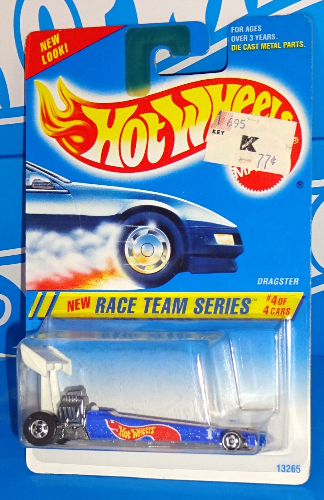 Hot Wheels 1995 Race Team Series #278 Dragster Mtflk Light Blue w/ BWs & Minis