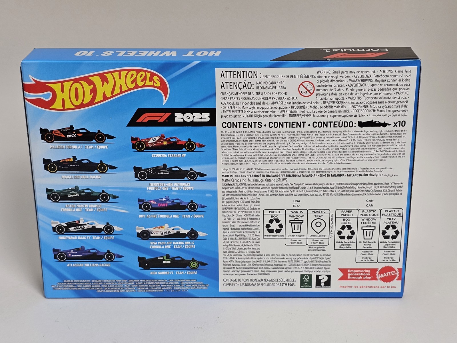 Hot Wheels Formula 1 F1 2025 10-Pack All 10 Teams McLaren Ferrari Red Bull